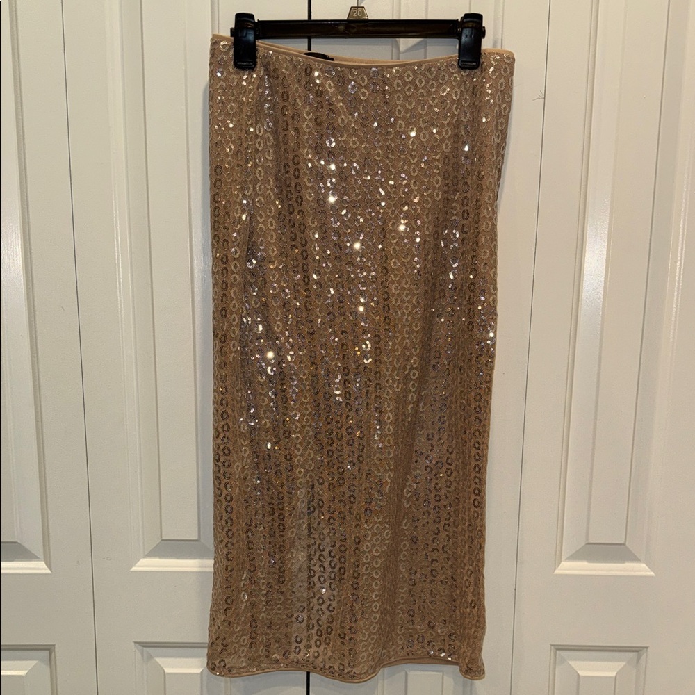 Kenneth Cole Sequin Pencil Skirt in Tan